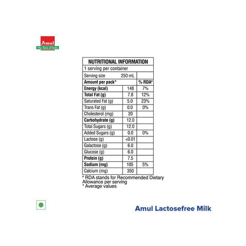 Amul Lactose Free Milk 250ml
