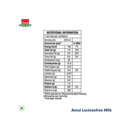 Amul Lactose Free Milk 250ml