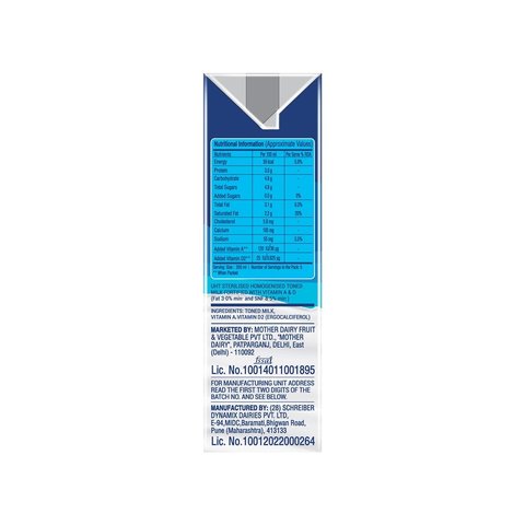 Mother Dairy Toned Milk 1L