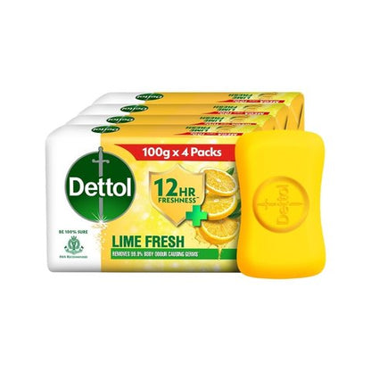 Dettol Lime Fresh Bathing Bar Soap with 12 Hrs Germ Protection