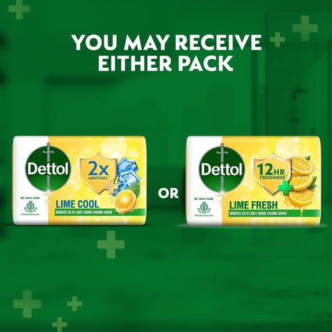 Dettol Lime Fresh Bathing Bar Soap with 12 Hrs Germ Protection