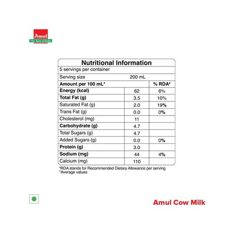 Amul Cow Milk 1L