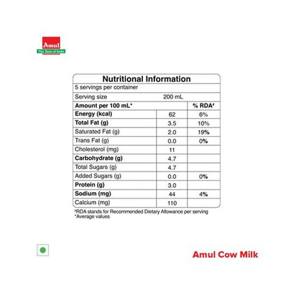 Amul Cow Milk 1L